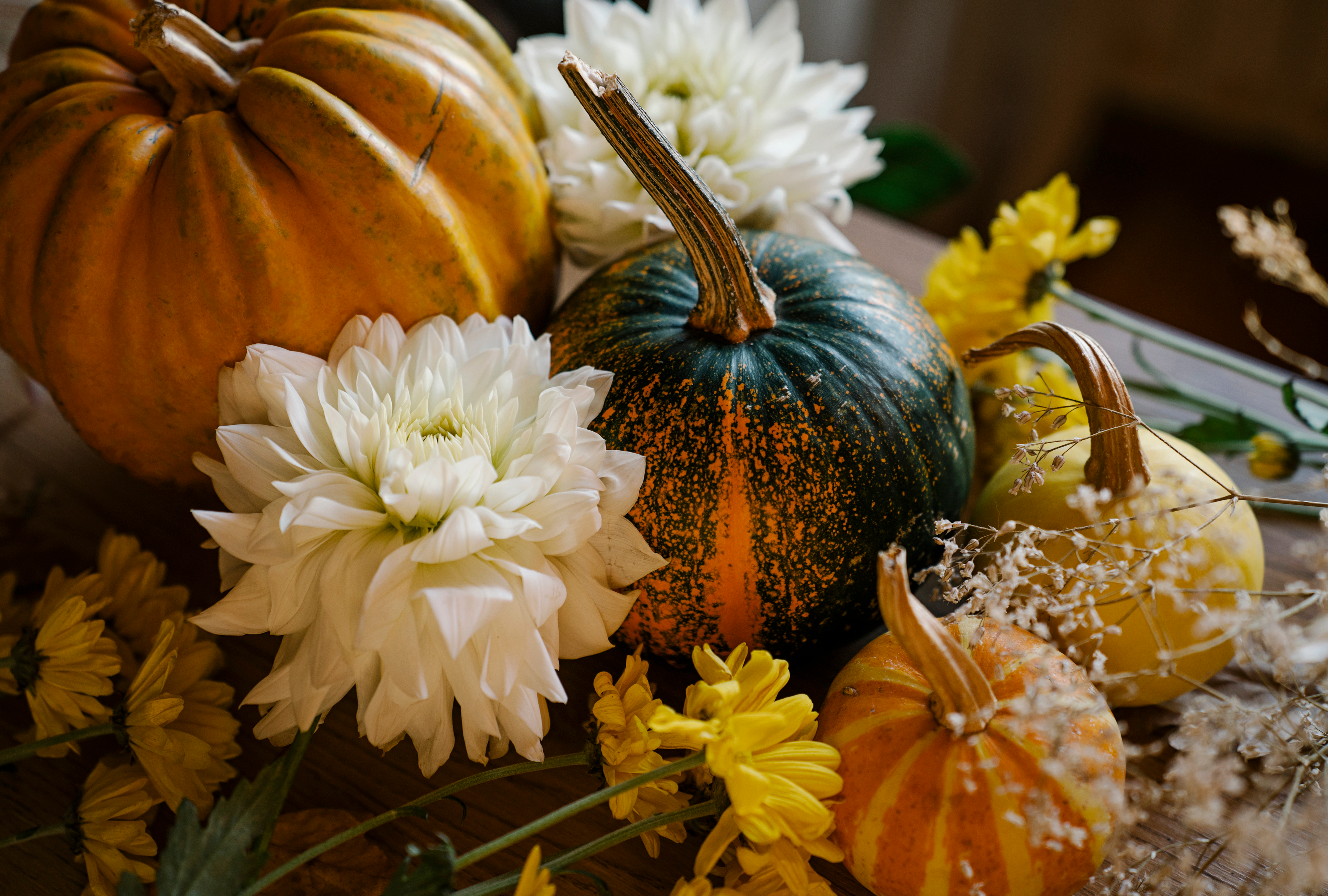 Give Pumpkins a Fresh Look with Dried Flowers This Fall (No Carving Required!)