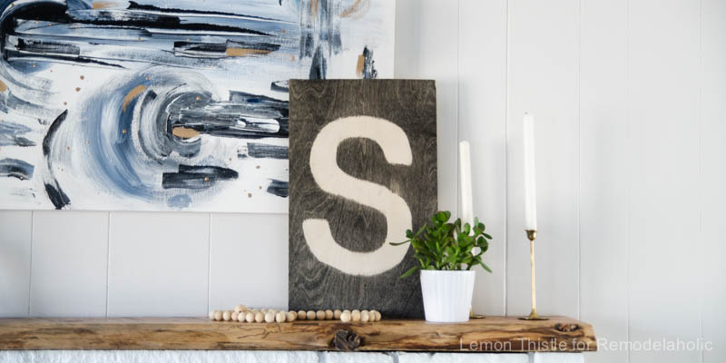 Rustic Stained DIY Plywood Monogram Sign
