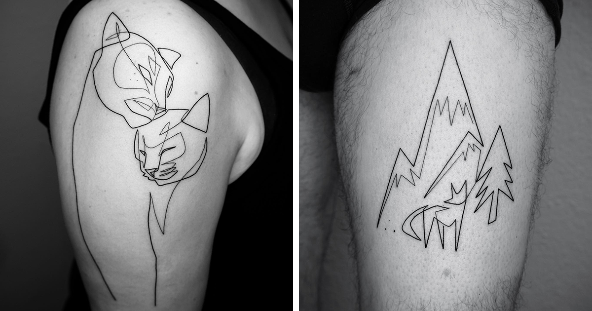This Artist Creates Captivating Tattoos Using A Single Line (35 Pics)