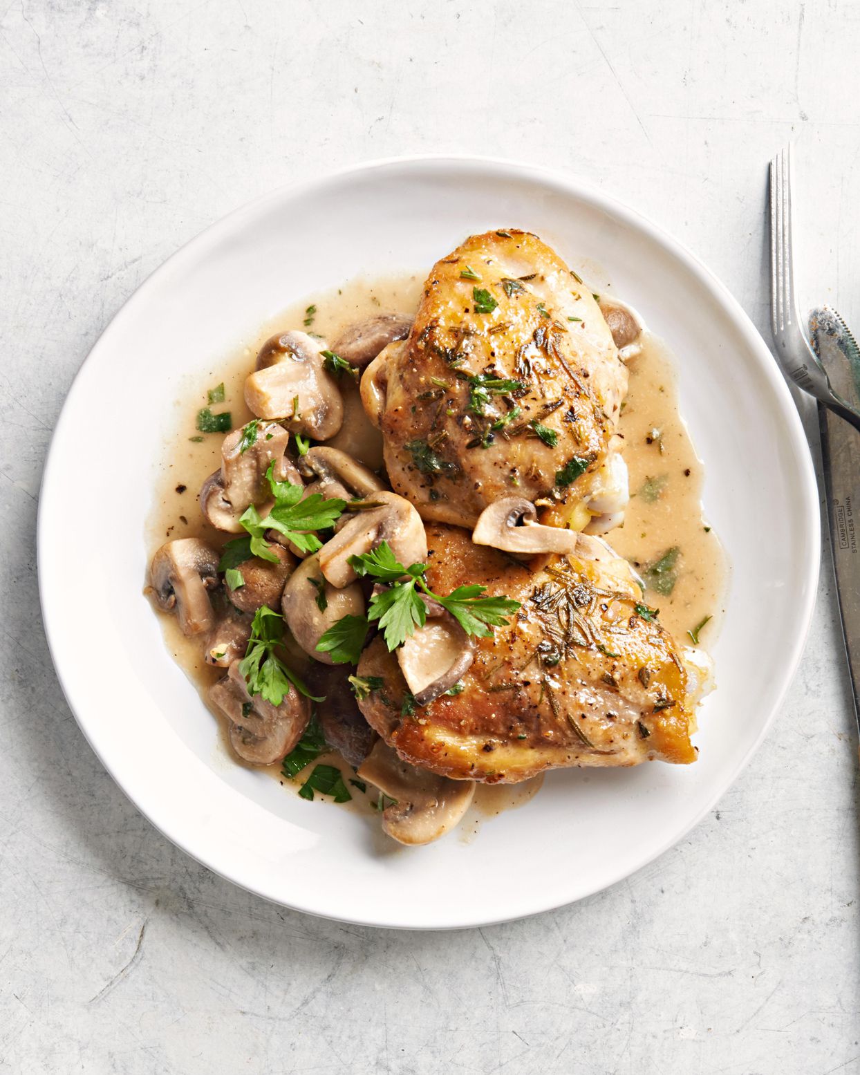 Three-Herb Chicken and Mushrooms Recipe